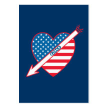 Drapeau de coeur de patriote de golf modèle de carte de visite