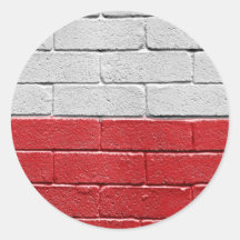 Drapeau de la Pologne Autocollant Rond