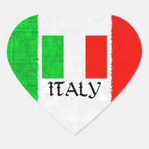 DRAPEAU DE L'ITALIE AUTOCOLLANT EN CŒUR
