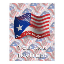 Drapeau de ondulation Rican-Américain de Puerto Invitation Personnalisable