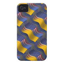 Drapeau de ondulation Ukrainien-Américain Coque iPhone 4