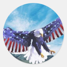 Drapeau d'Eagle Autocollant Rond
