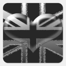 Drapeau et coeur modernes d'Union Jack Autocollant Carré