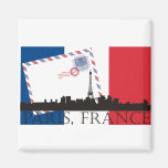 Drapeau et horizon de Paris Aimants