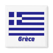 Drapeau Grèce avec le nom en français