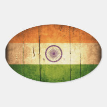 Drapeau indien en bois autocollants ovales