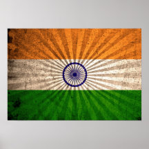 Drapeau indien grunge frais affiches