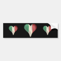 Drapeau italien à un coeur autocollant pour voiture