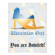 Drapeau ukrainien de silhouette de fille faire-part personnalisé