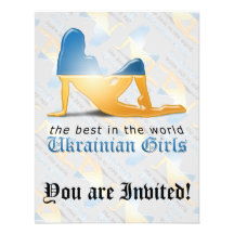 Drapeau ukrainien de silhouette de fille cartons d'invitation