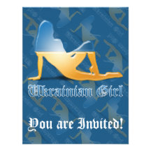 Drapeau ukrainien de silhouette de fille invitations personnalisées