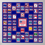 DRAPEAUX BLUE/555 D'ÉTAT DES ETATS-UNIS 50 POSTERS