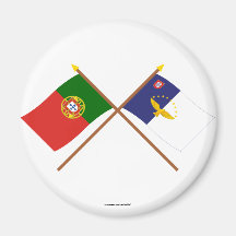Drapeaux croisés du Portugal et des Açores Aimant Pour Réfrigérateur