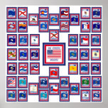 DRAPEAUX WHITE/556 D'ÉTAT DES ETATS-UNIS 50 POSTERS