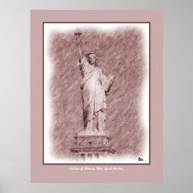 Drawing Statue Of Liberty New York City Posters