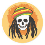Dreadlock skull round stickers