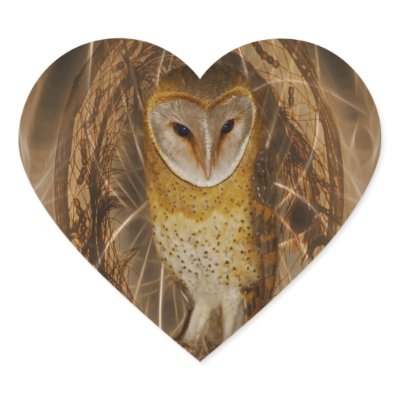 Dream catcher owl heart stickers by laureenr