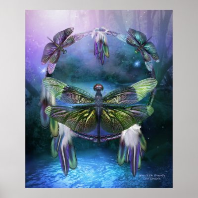 Dream Catcher-Spirit Of The Dragonfly Poster/Print by romanceworks