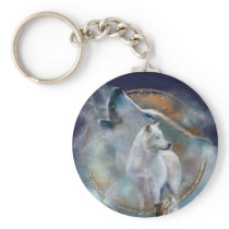 Dream Catcher - Spirit Wolf Art Keychain