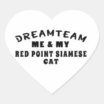 Dream Team Me And My Red point siamese Cat Heart Stickers
