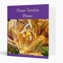 Dream Vacation Planner binder Orange Lily Flowers