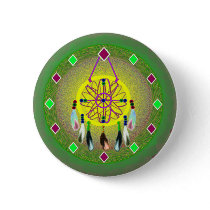Dreamcatcher Yellow Native American Pinback Buttons