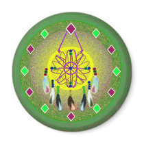 Dreamcatcher Yellow Native American Refrigerator Magnets