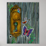"Dreamer's Door" Fantasy Butterfly Keyhole Art Poster