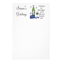 Dreaming of White Christmas, Funny Wine Art Gifts Personalized Stationery