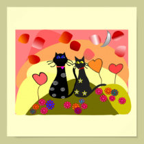 Dreams Come True--Canvas Black Cat Art posters