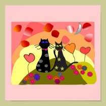 Dreams Come True--Canvas Black Cat Art posters