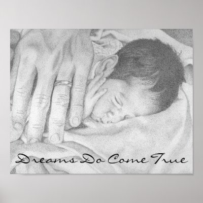 Dreams Come True Sweet Dreams Baby Black and White Posters by adoptiondesigns