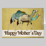 Dreamy Blue Camels Mother's Day Card cards