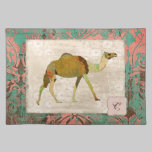 Dreamy Camel Pink Monogram Damask  Placemat placemats