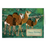 Dreamy Camels Ornate Jade Birthday  Card