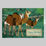 Dreamy Camels Ornate Jade Birthday  Card cards