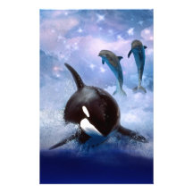 Dreamy Whale and dolphins Customized Stationery