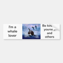 Dreamy Whale and dolphins play Bumper Sticker