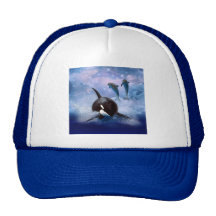 Dreamy Whale and dolphins play Mesh Hat