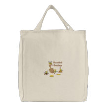 Dreidel Bees Embroidered Tote Bag