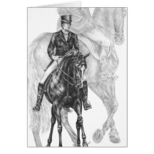 Dressage Horse Half Pass Drawing by Kelli Swan Card