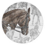 Dressage Horses Collected Canter Trot Plate