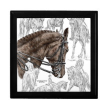 Dressage Horses Collected Trot Tile Gift Box