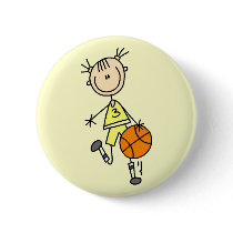 Dribbling Girl Basketball Tshirts and Gifts Pinback Button