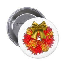 Dried Chili Pepper Wreath & Gold Bow Button