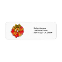 Dried Chili Pepper Wreath & Gold Bow Return Address Labels