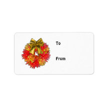 Dried Chili Pepper Wreath & Gold Bow Personalized Address Label