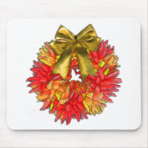 Dried Chili Pepper Wreath & Gold Bow Mouse Pads