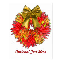 Dried Chili Pepper Wreath & Gold Bow Post Cards