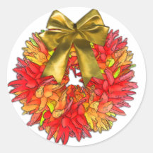 Dried Chili Pepper Wreath & Gold Bow Sticker